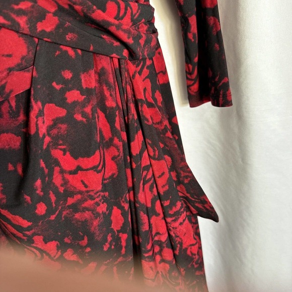 Lauren Ralph Lauren Red Black Stretch Jersey 10 Long Sleeve Holiday Xmas - Picture 11 of 13